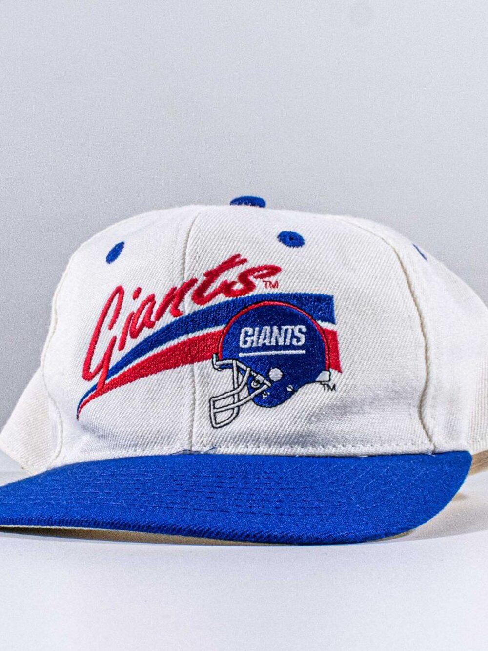 Vintage New York Giants Annco Hat 7 3/8 90s Script Helmet Fitted White NFL